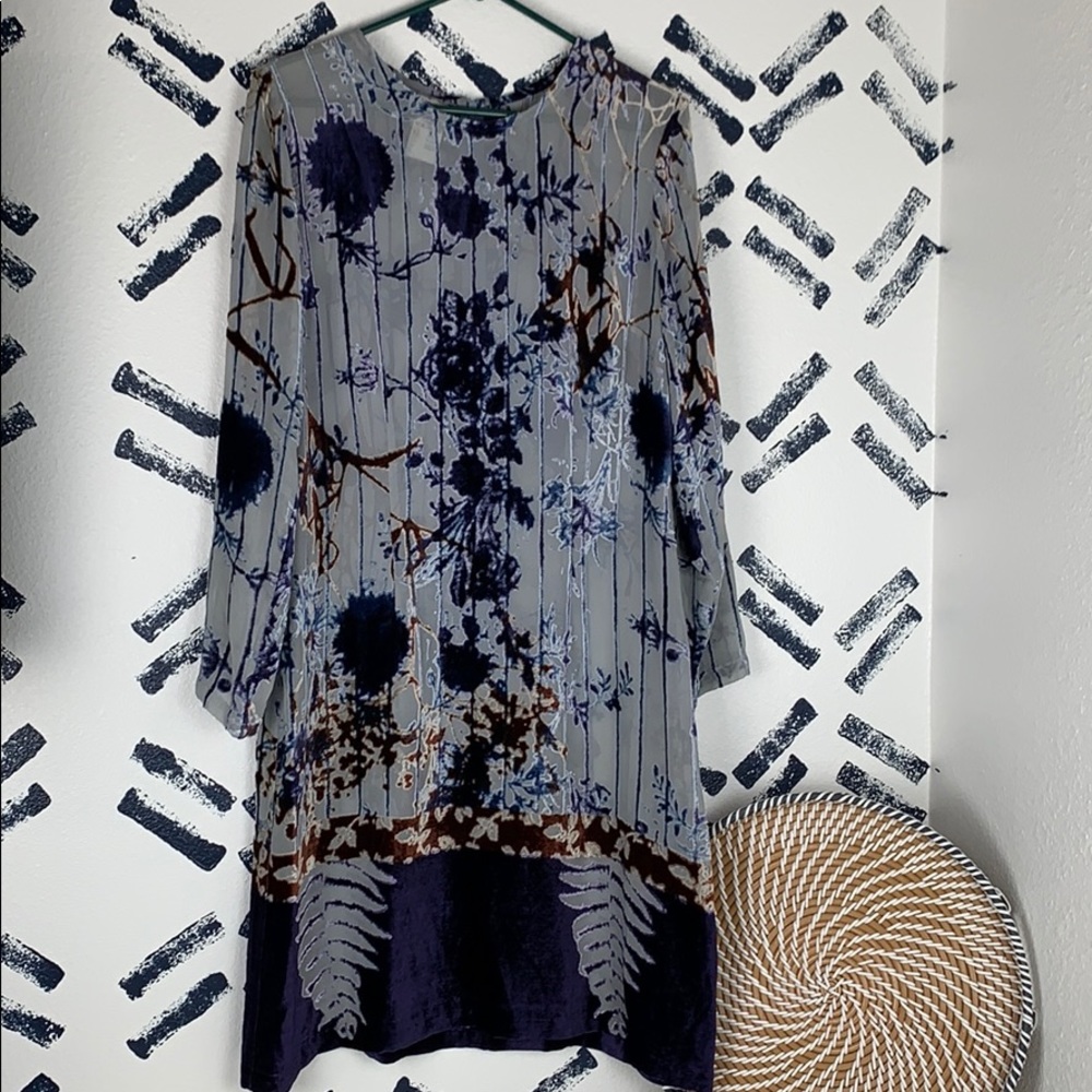 Oilily Sheer Floral Velvet Slip Dress